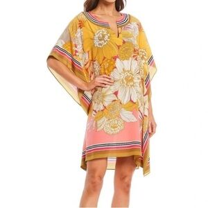 NWT 100% Silk Trina Turk Floral Kaftan Cover-Up